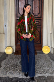 ARTEFILIA-MILANO - giacca uma velluto stampato - RAVELLO VERDE