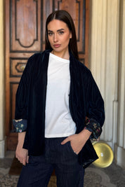 WU-SIDE - giacca kimono velluto - BLUE