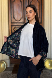 WU-SIDE - giacca kimono velluto - BLUE