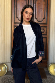 WU-SIDE - giacca kimono velluto - BLUE