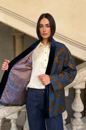 WU-SIDE - giacca kimono jaquard - MORO BLUE