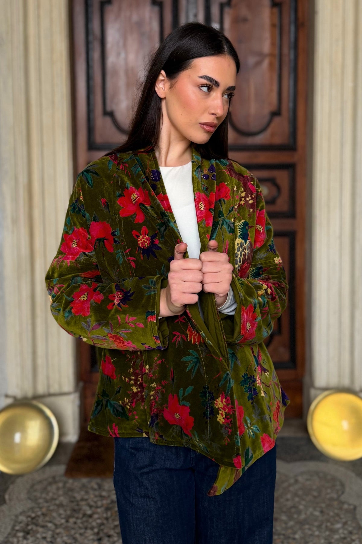 ARTEFILIA-MILANO - giacca uma velluto stampato - RAVELLO VERDE