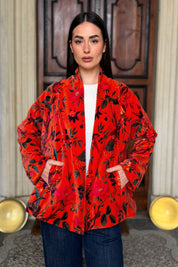 ARTEFILIA-MILANO - giacca uma velluto stampato - RAVELLO ARANCIO