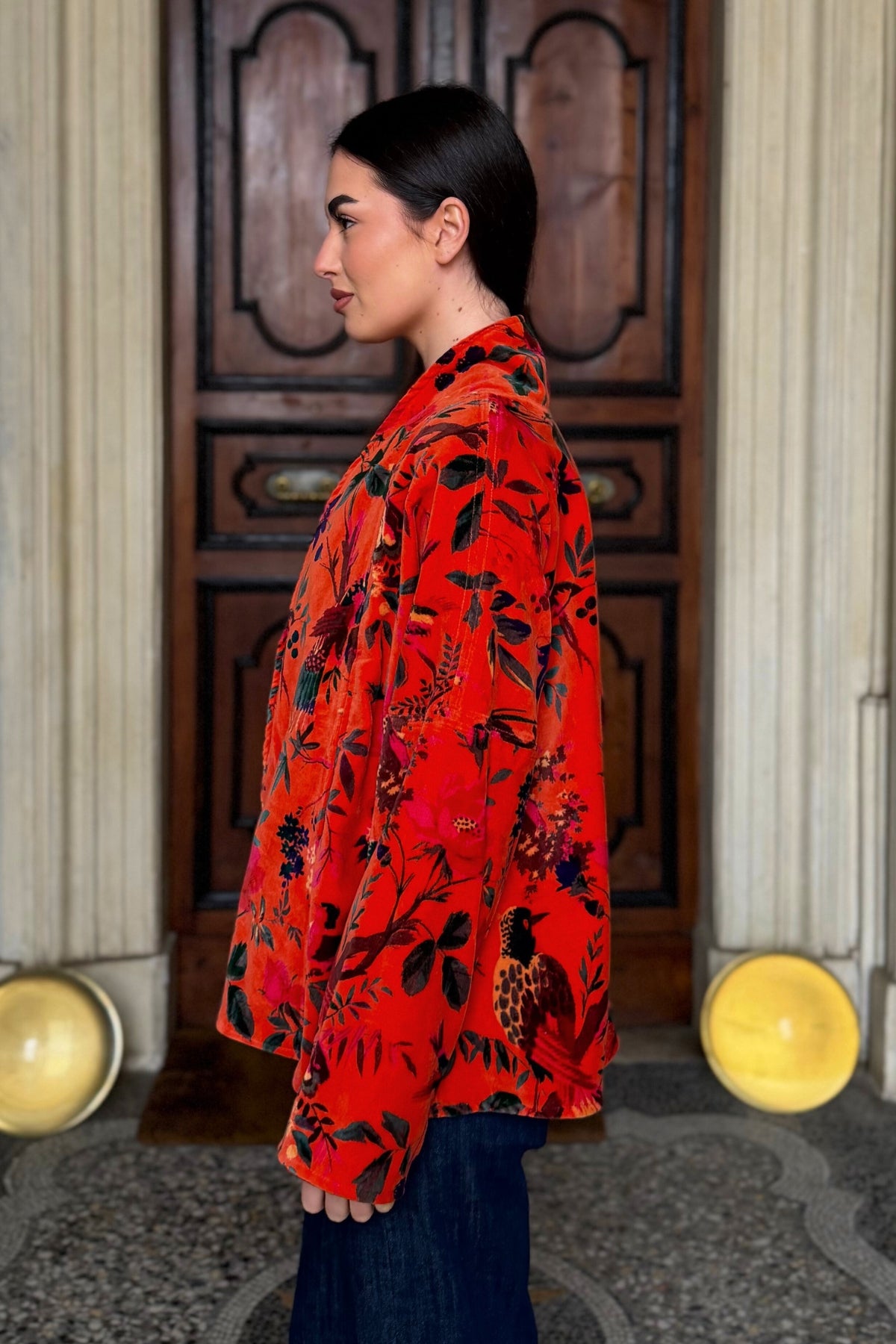 ARTEFILIA-MILANO - giacca uma velluto stampato - RAVELLO ARANCIO