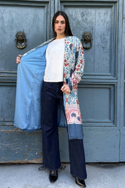 WU-SIDE - kimono mid viscosa - AZZURRO