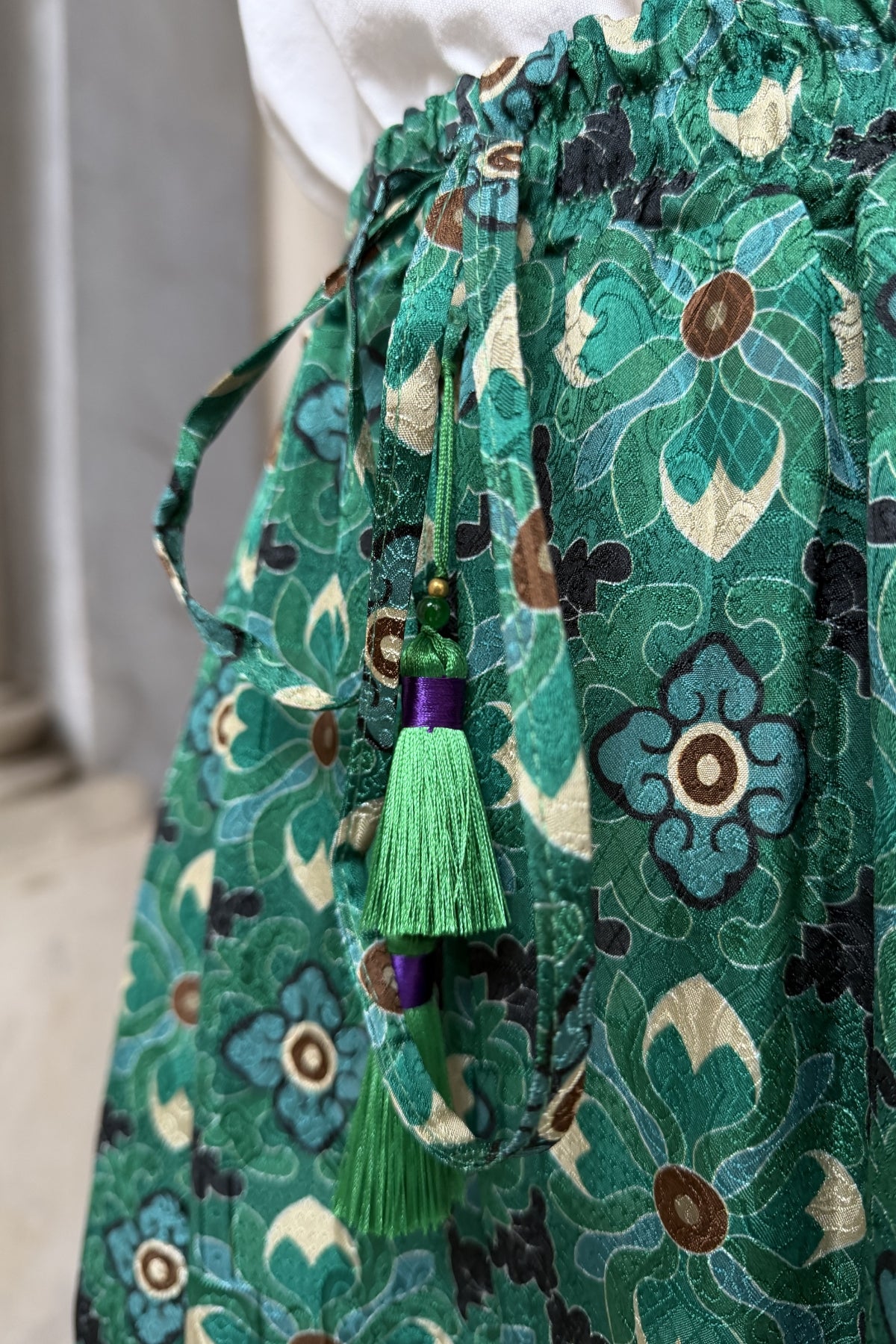 WU-SIDE - pantalone jaquard viscosa - SMERALDO