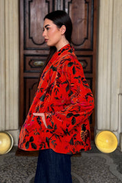 ARTEFILIA-MILANO - giacca uma velluto stampato - RAVELLO ARANCIO