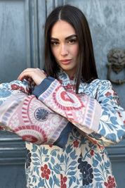 WU-SIDE - kimono mid viscosa - AZZURRO