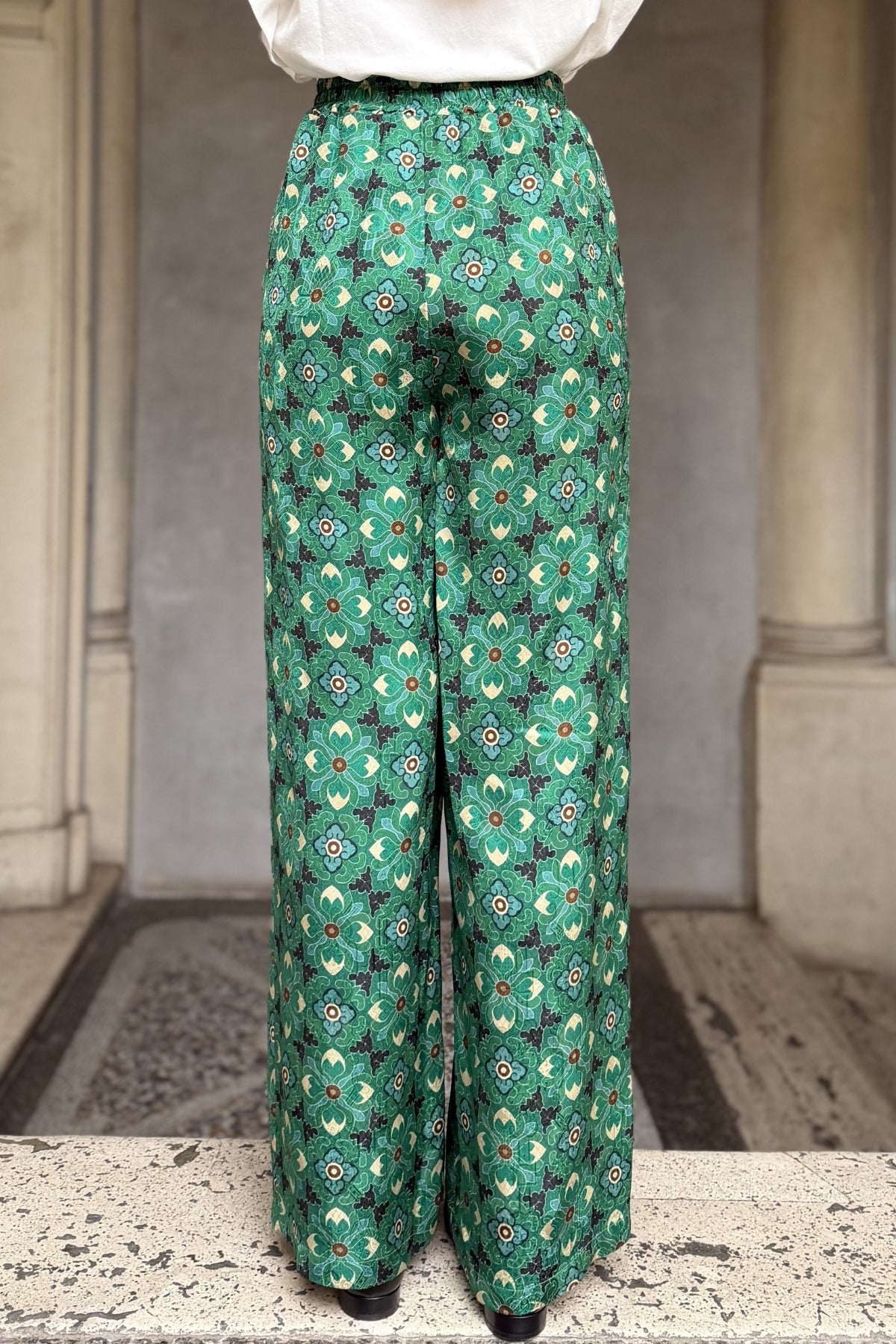 WU-SIDE - pantalone jaquard viscosa - SMERALDO