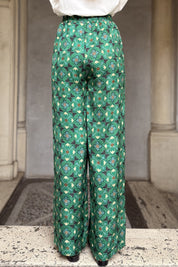 WU-SIDE - pantalone jaquard viscosa - SMERALDO