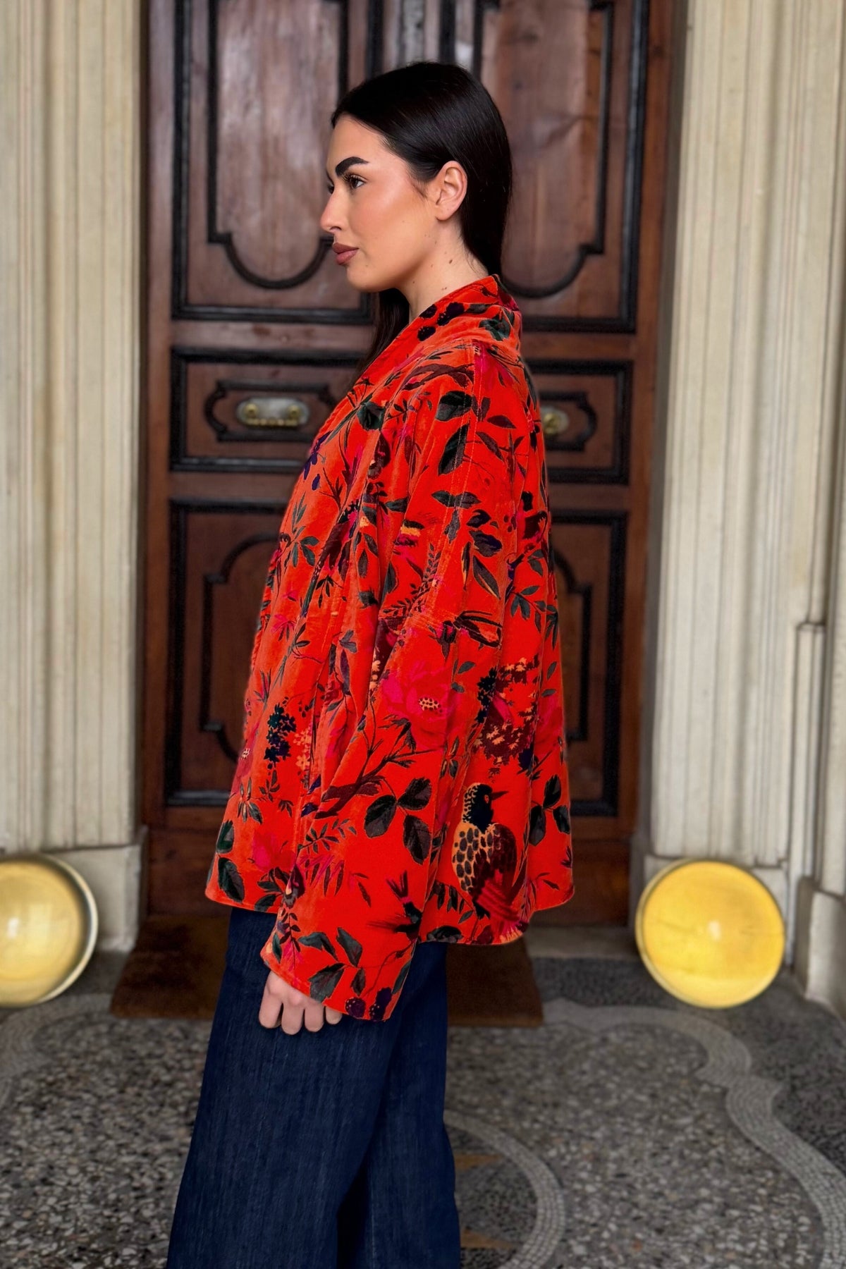 ARTEFILIA-MILANO - giacca uma velluto stampato - RAVELLO ARANCIO