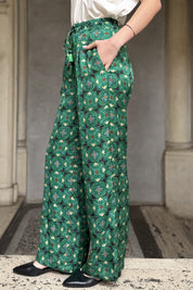 WU-SIDE - pantalone jaquard viscosa - SMERALDO