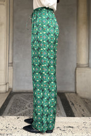 WU-SIDE - pantalone jaquard viscosa - SMERALDO