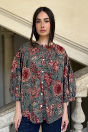 ARTEFILIA-MILANO - camicia lena in mussola di cotone - STONE IBISCUS