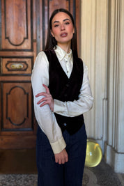 WU-SIDE - gilet velluto - CAFFE