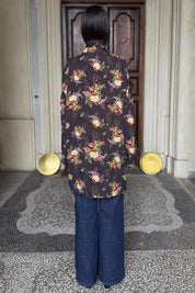 FLOW - kimono samira viscosa fantasia - BLACK FLOWER PINK