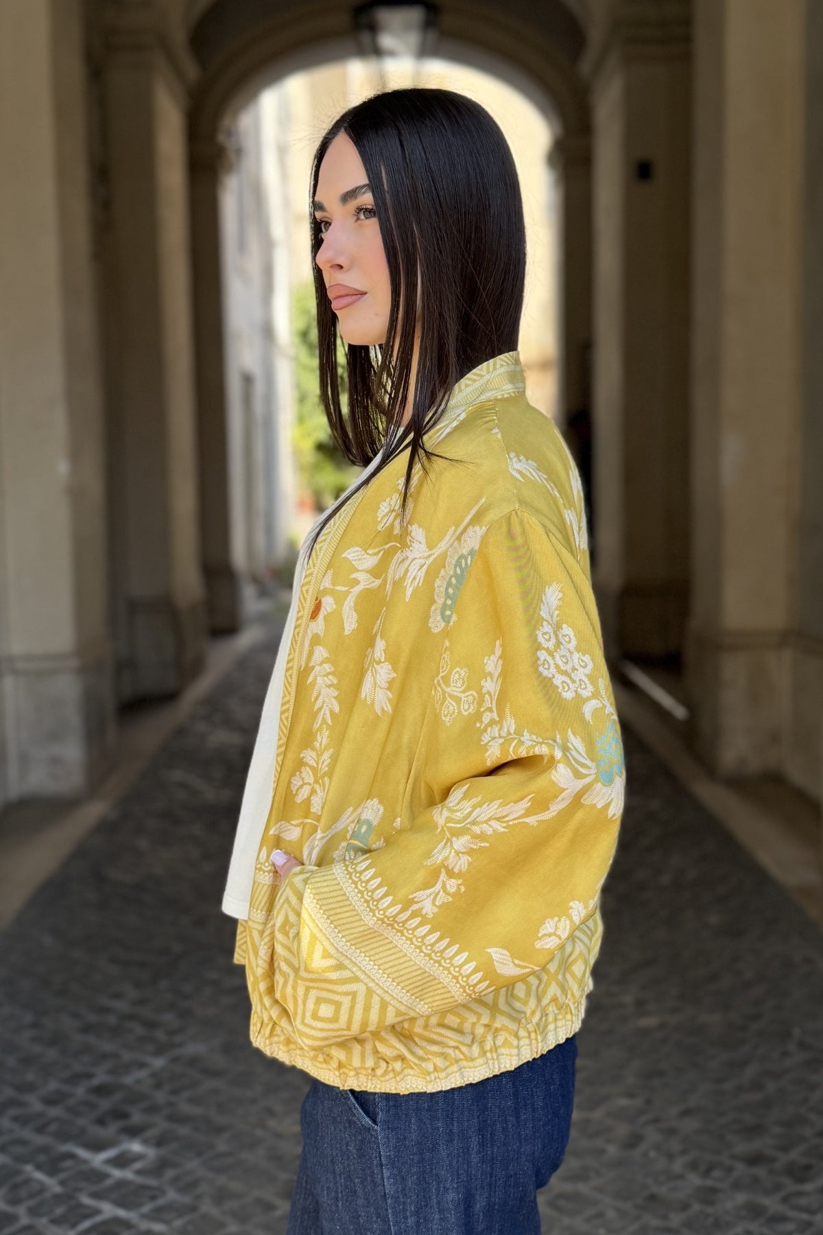 WU-SIDE - giacca kimono viscosa - GIALLO