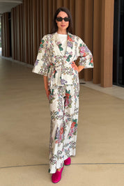 ARTEFILIA-MILANO - pantalone peonia cotone - BIANCO