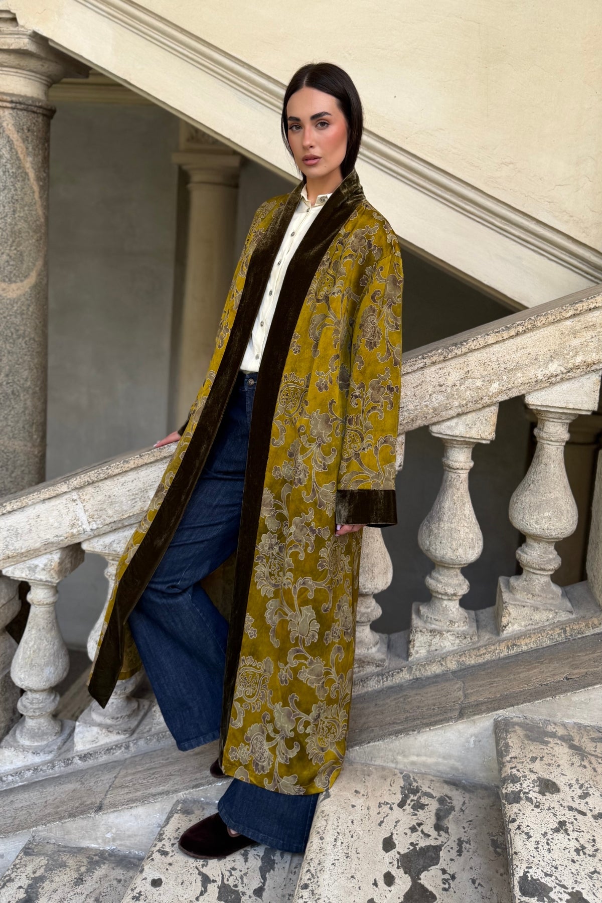WU-SIDE - kimono jaquard viscosa - SENAPE