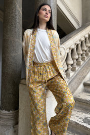 WU-SIDE - pantalone jaquard viscosa - SABBIA MANGO