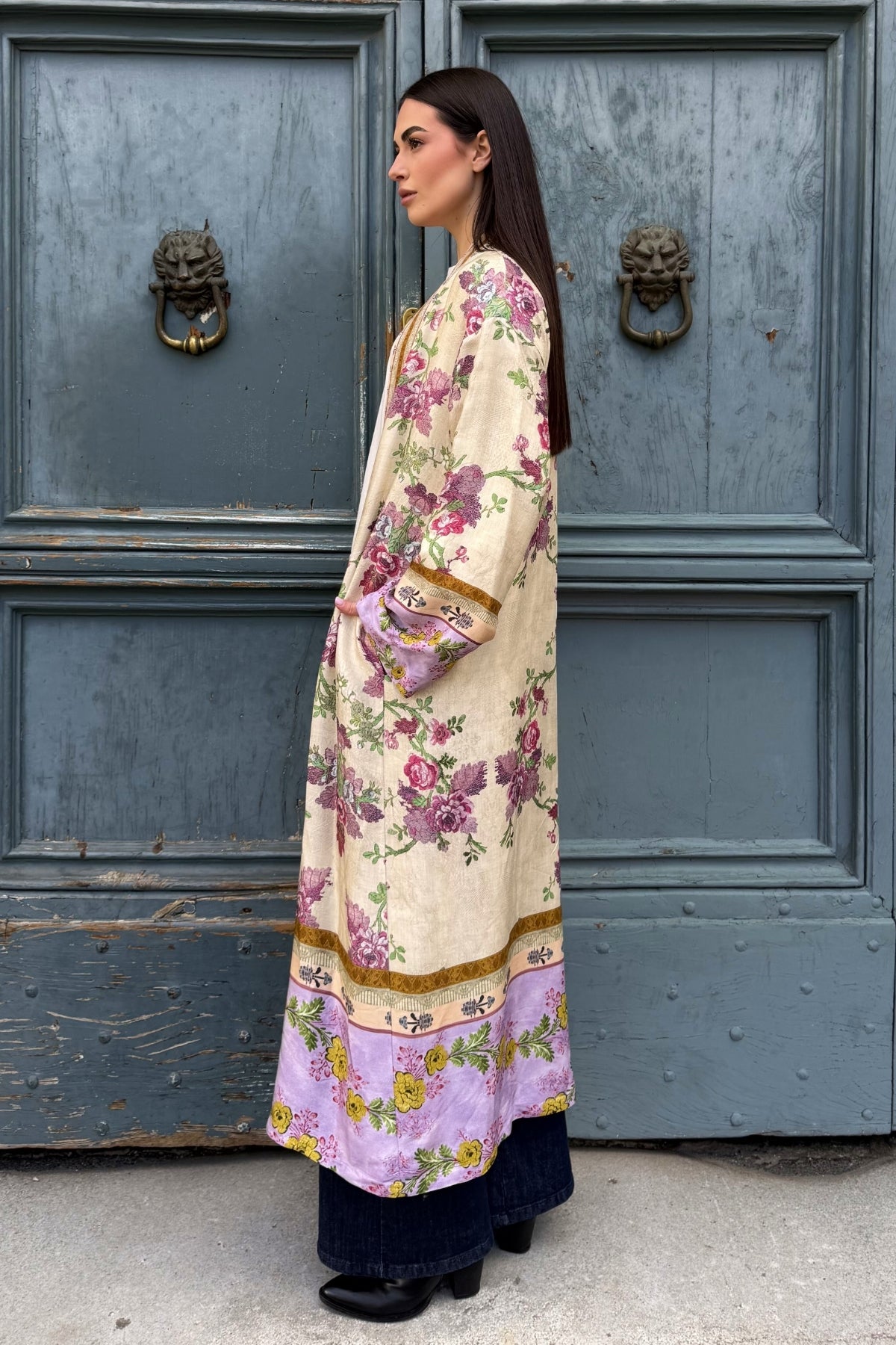 WU-SIDE - kimono lungo viscosa - BURRO