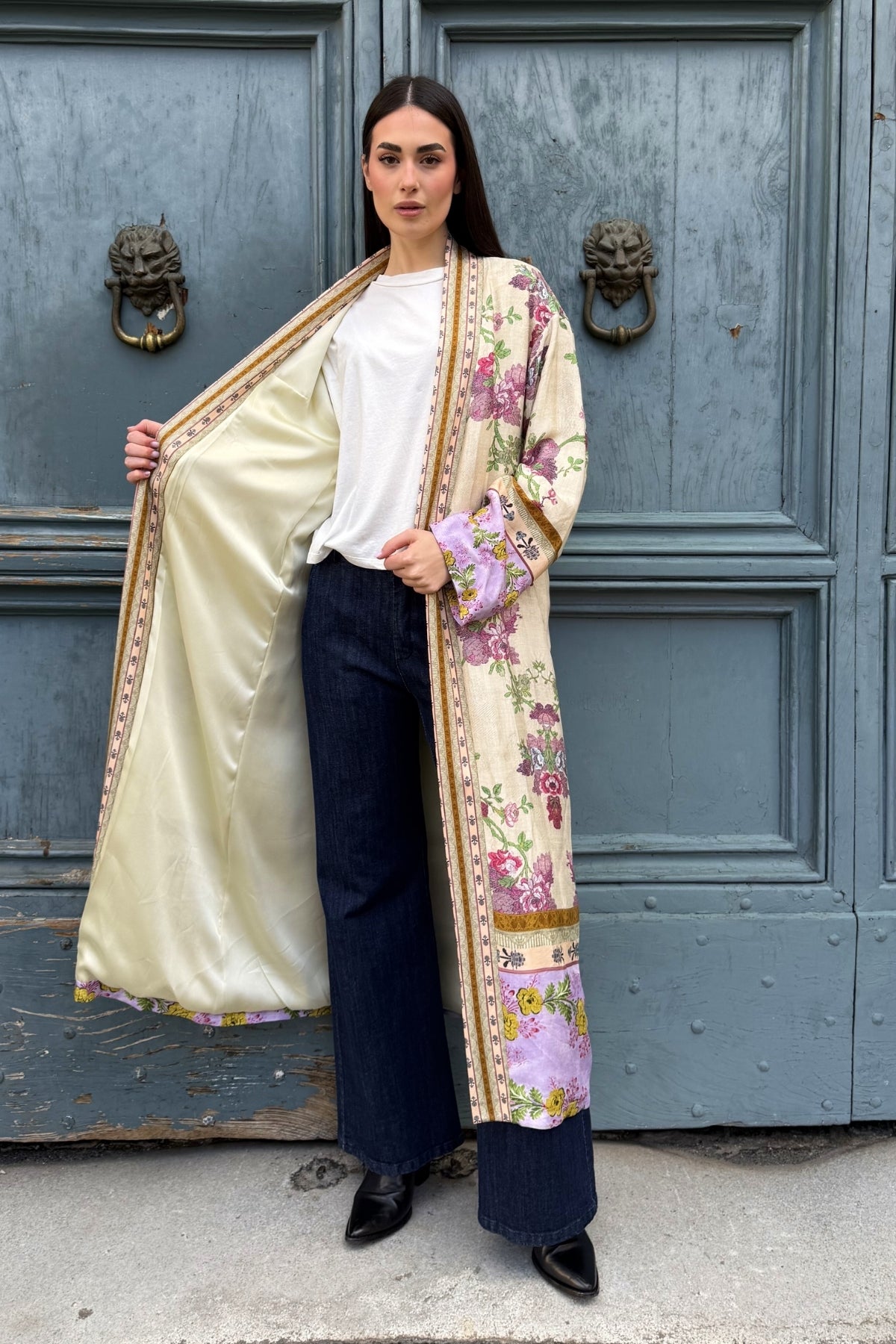 WU-SIDE - kimono lungo viscosa - BURRO