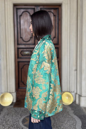 WU-SIDE - giacca kimono devore - SMERALDO