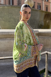 WU-SIDE - giacca kimono viscosa sfoderato - VERDE