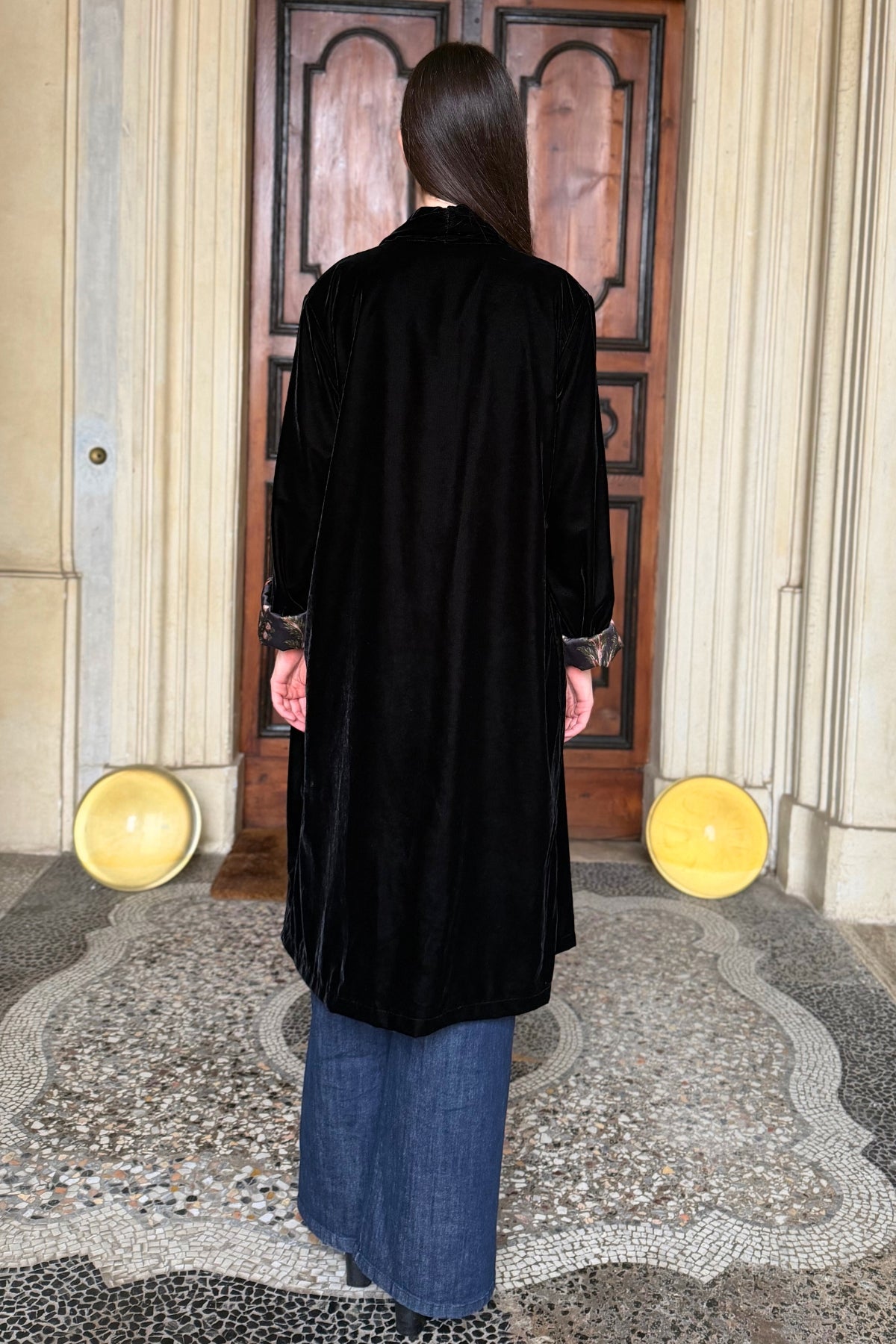 WU-SIDE - kimono velluto - NERO