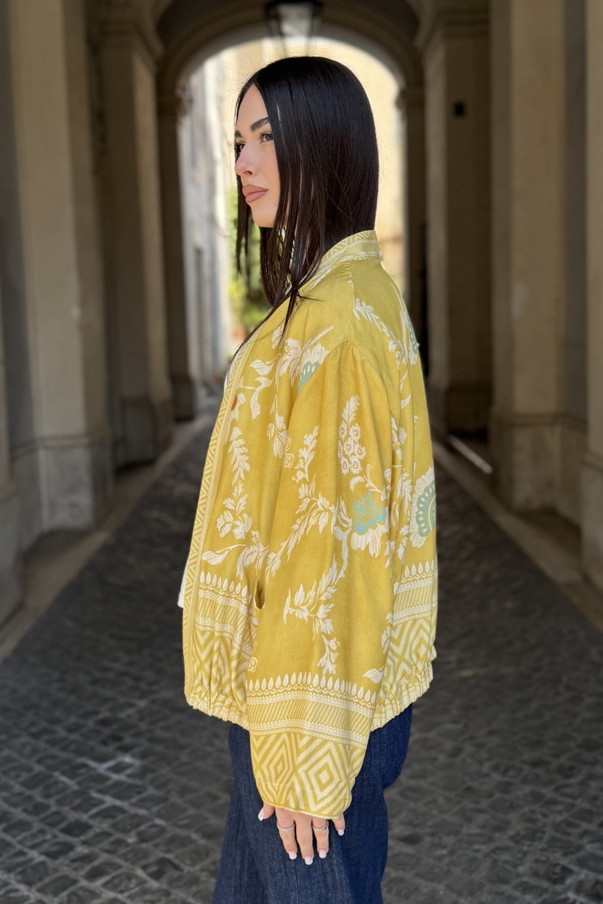 WU-SIDE - giacca kimono viscosa - GIALLO