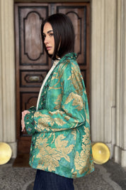WU-SIDE - giacca kimono devore - SMERALDO