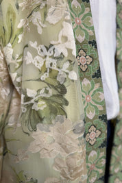 WU-SIDE - giacca kimono devore - CREMA VERDE