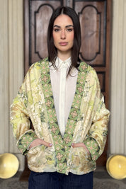 WU-SIDE - giacca kimono devore - CREMA VERDE