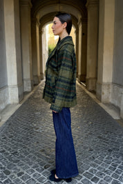 WU-SIDE - cappotto check - MILITARE BLUE