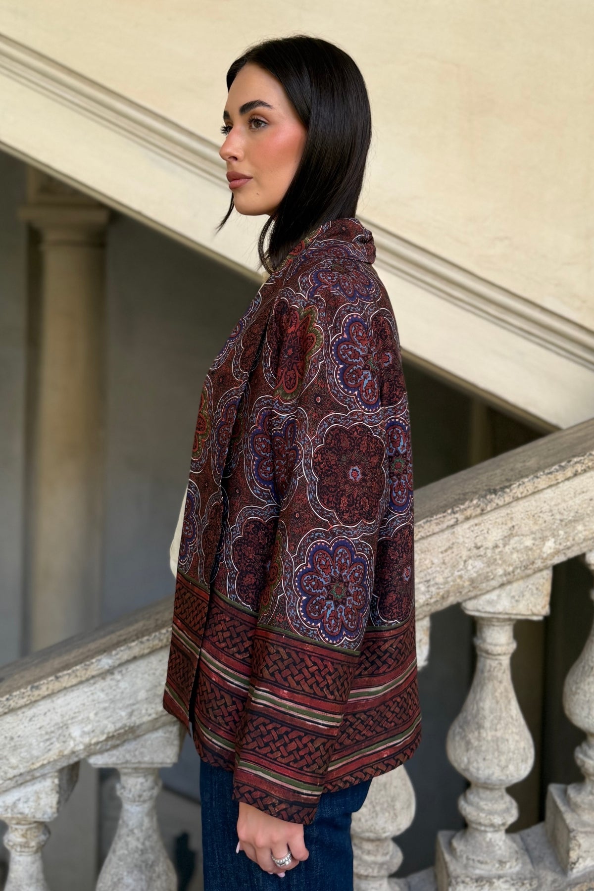 WU-SIDE - giacca kimono viscosa - MARRONE