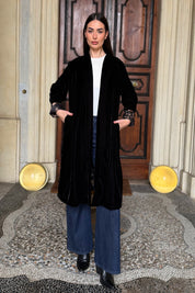 WU-SIDE - kimono velluto - NERO