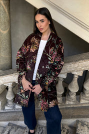 FLOW - kimono velluto paris - marrone flower