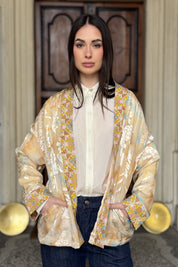 WU-SIDE - giacca kimono devore - SABBIA MANGO