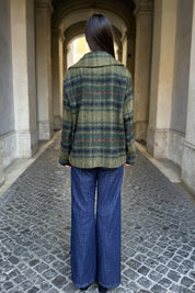 WU-SIDE - cappotto check - MILITARE BLUE