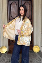 WU-SIDE - giacca kimono devore - SABBIA MANGO
