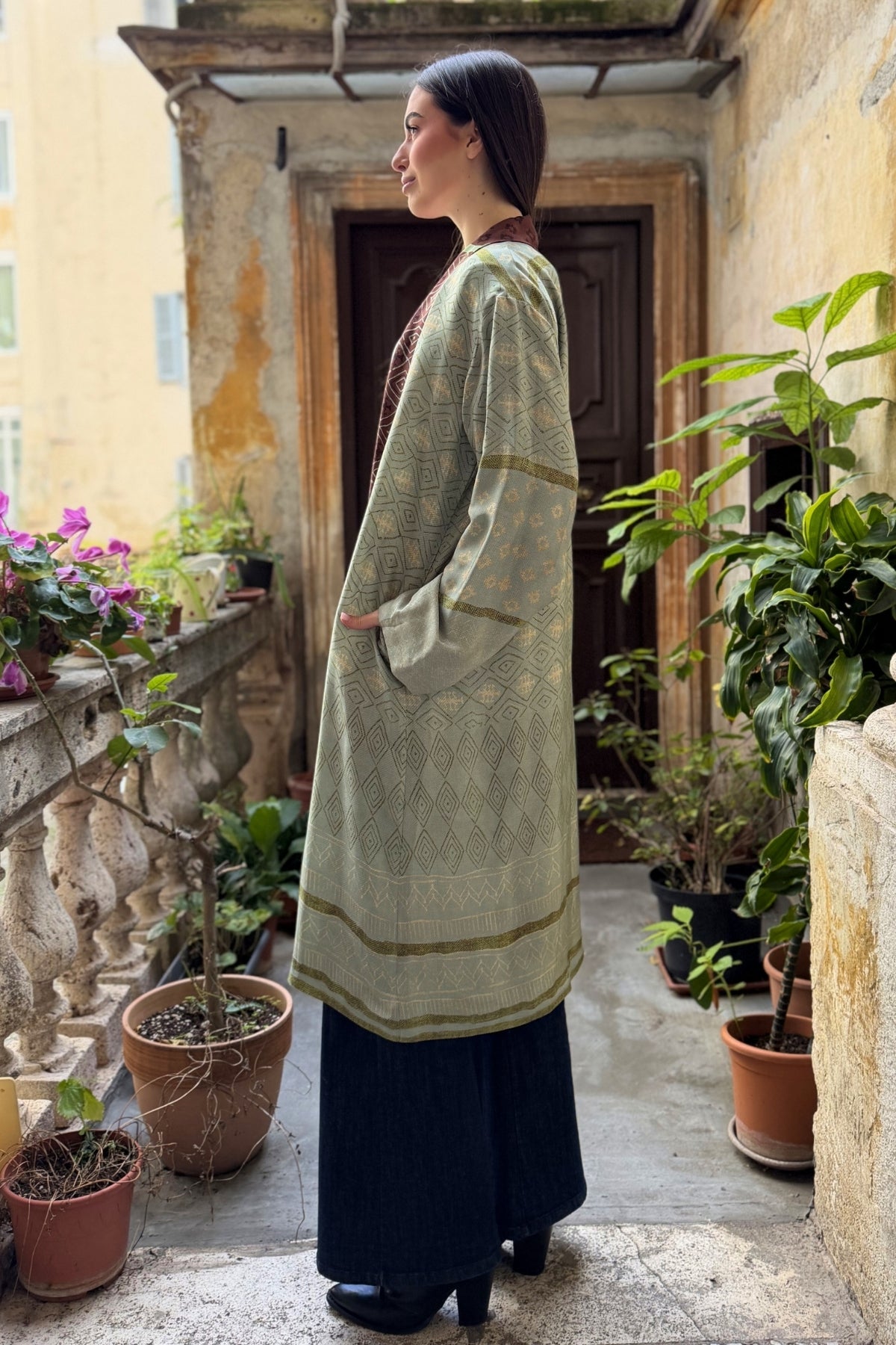 WU-SIDE - kimono mid viscosa - VERDE