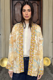 WU-SIDE - giacca kimono devore - SABBIA MANGO