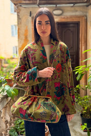 ARTEFILIA-MILANO - borsa velluto stella - GARDA OLIVA