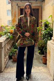 ARTEFILIA-MILANO - borsa velluto stella - GARDA OLIVA