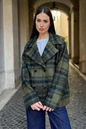 WU-SIDE - cappotto check - MILITARE BLUE