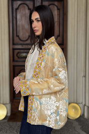 WU-SIDE - giacca kimono devore - SABBIA MANGO