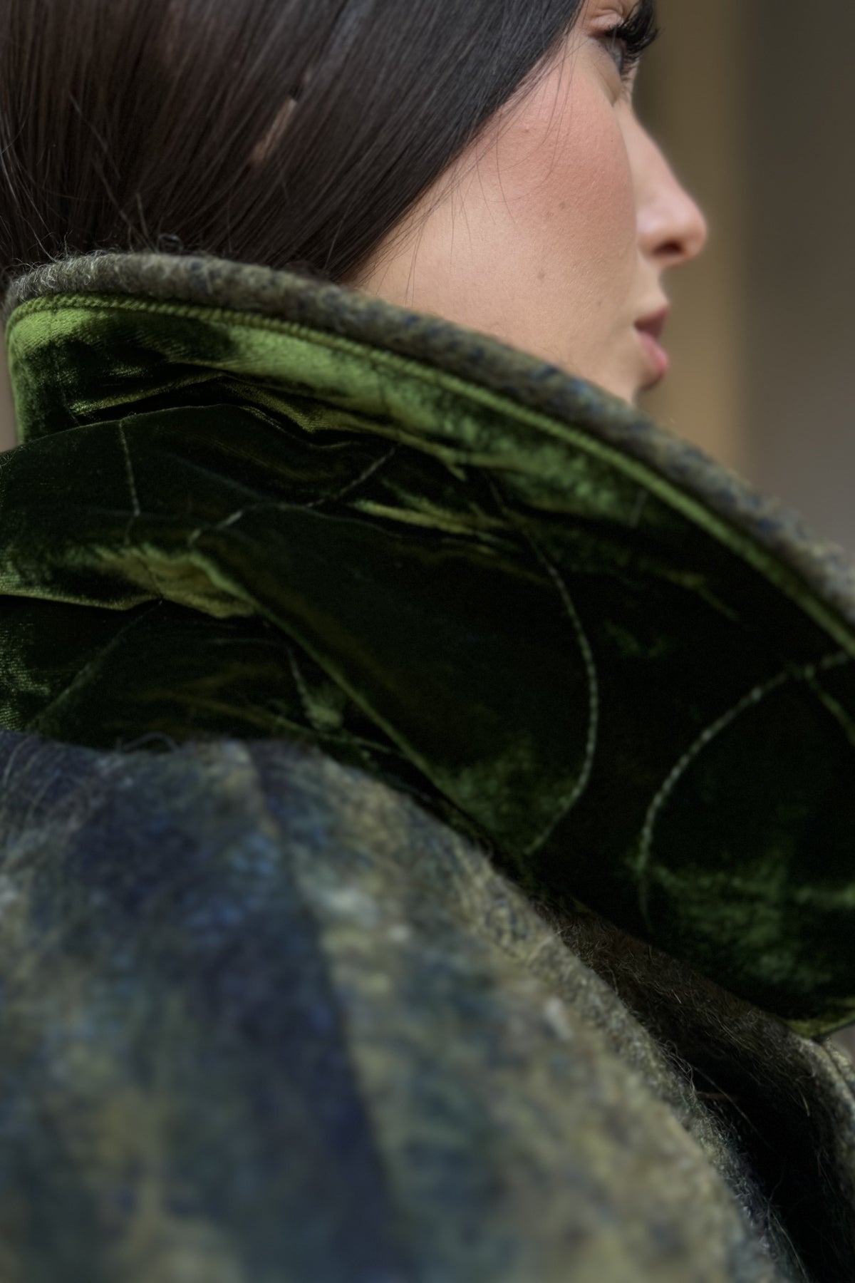 WU-SIDE - cappotto check - MILITARE BLUE