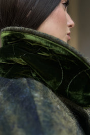 WU-SIDE - cappotto check - MILITARE BLUE