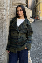 WU-SIDE - cappotto check - MILITARE BLUE
