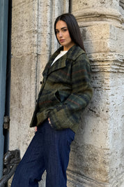 WU-SIDE - cappotto check - MILITARE BLUE